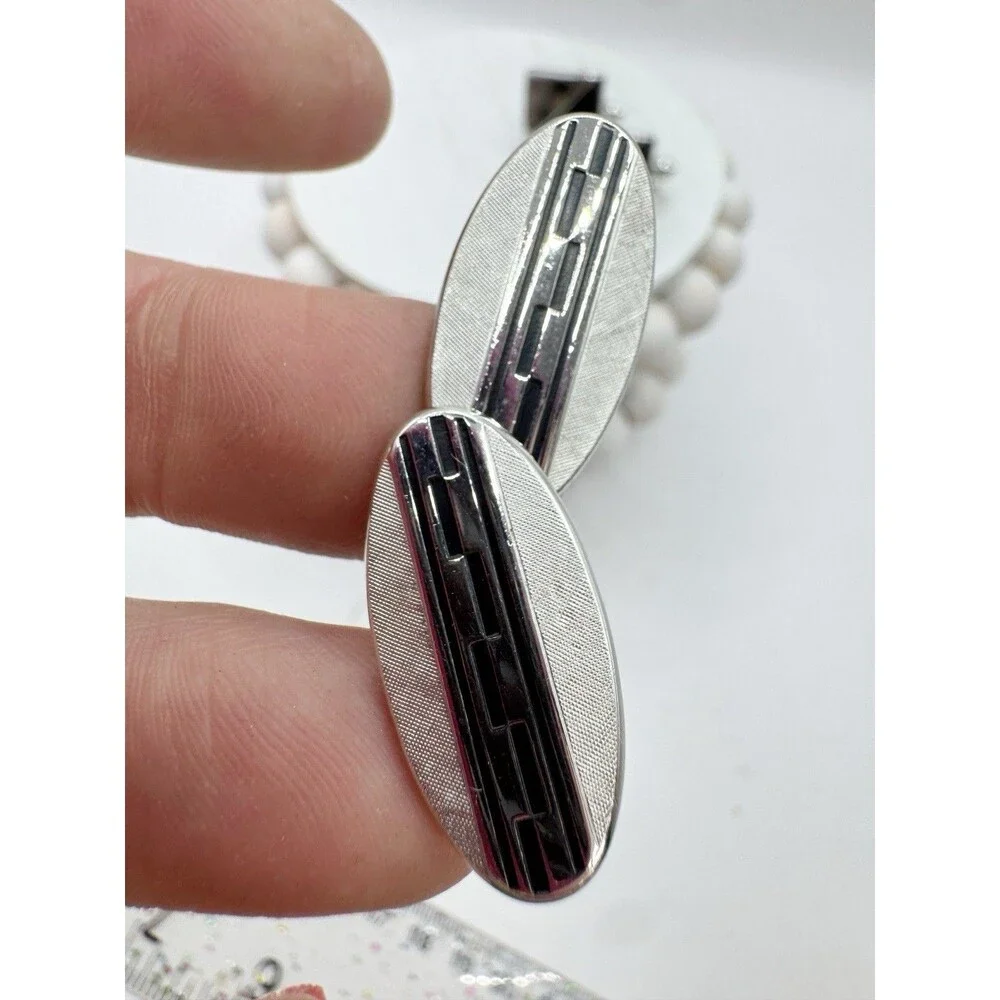 Swank Vtg Black And Silver Tone Cufflinks 2 Pairs MCM Formalwear Prom Wedding